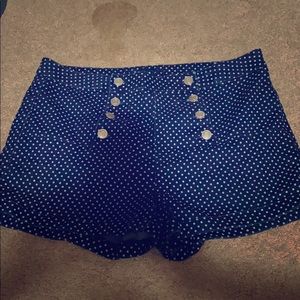 High waisted blue jean dress shorts